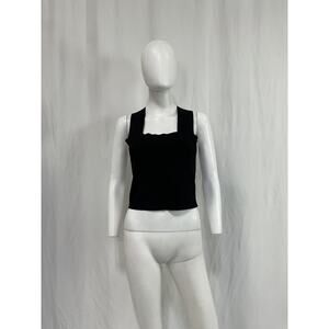 A.L.C. 'Lia' Black Rayon Cropped Tank Top Size L